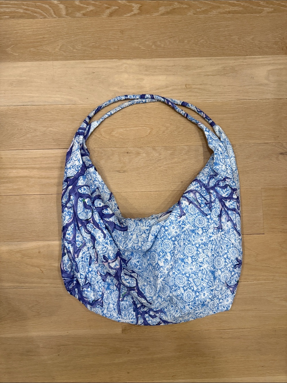 Amtica Santoria Blue Floral & Coral Print Hobo Bag